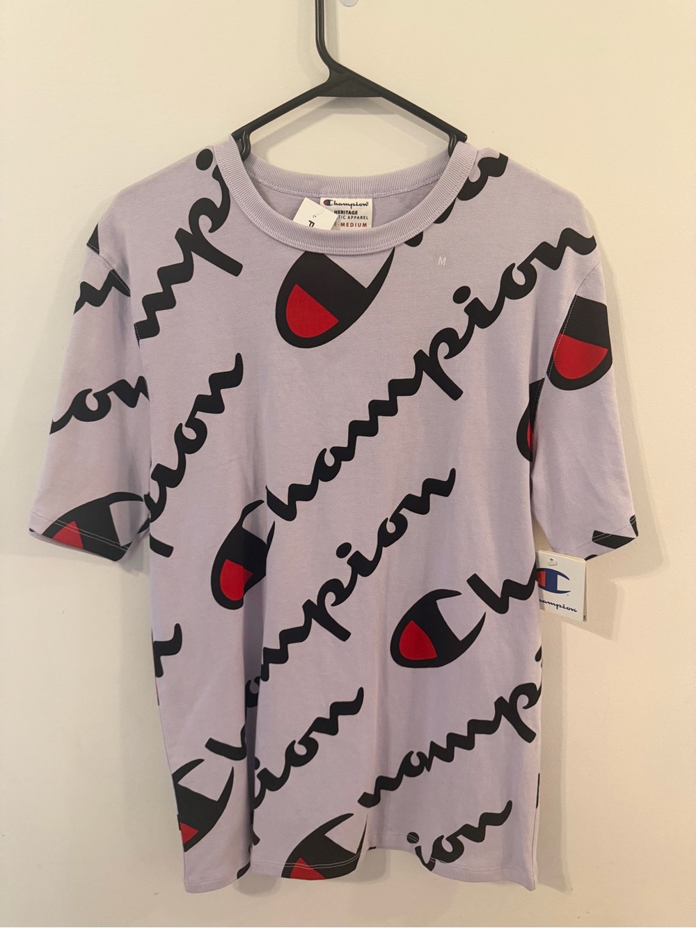 Champion Lavender Graphic Logo Tee with Black & Red Accents - Picture 1 of 3